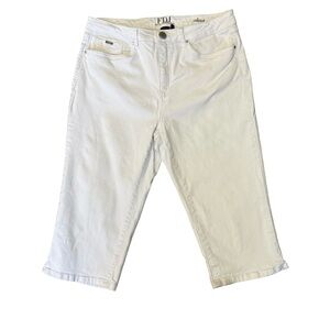 FDJ French Dressing Women's White Capris Size 12 Summer Spring Stretch Denim